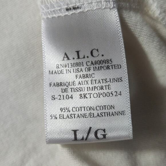 A.L.C. Cami Tank Top White Ruched Center Seam Built in Bra Support Large - Picture 4 of 7